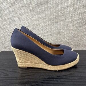 J.Crew Seville Espadrille Wedges in Canvas Women's‎ 7.5 Navy Round Toe With Box